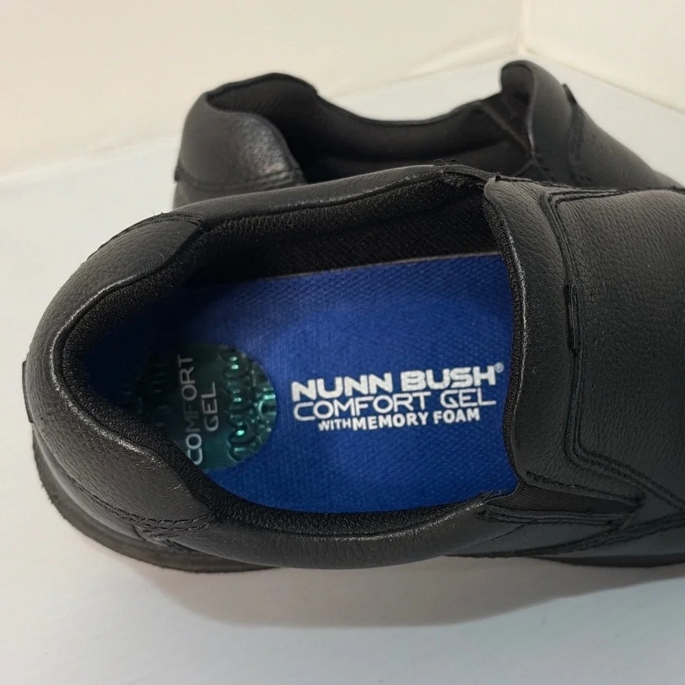 Nunn Bush Mens 8.5W Black Leather Slip On Comfort Gel Memory  display picture 3